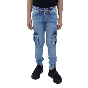 Imagem de Calça Jeans Infantil Menino Dipopini Jogger Azul Claro, Azul, 08