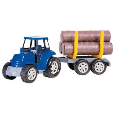 Imagem de Trator Brinquedo Infantil Menino Carrinho Toras Carretinha - Poliplac,