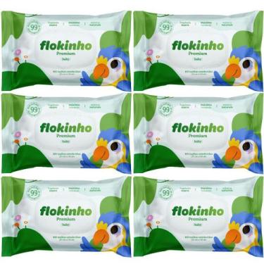 Imagem de Kit 6 Lenços Umedecidos Flokinho Premium Baby 100un