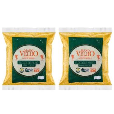 Imagem de Flocos De Milho Orgânico Natural Mano Velho 500g Fardo 2un