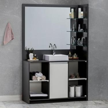 Imagem de Gabinete Espelheira 120cm Plena Grandelite Cinza/Chumbo/Branco - Eco M