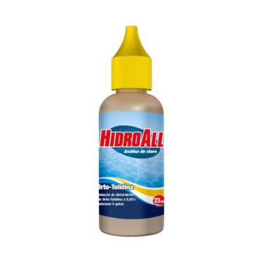 Imagem de Reagente para Medir Cloro de Piscina Ortolidina Refil com Indicador de Nível Frasco 23ML Hidroall do Brasil