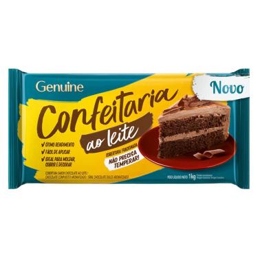 Imagem de Barra Chocolate Fracionado Cobertura Confeitaria Ao Leite 1kg - Genuine