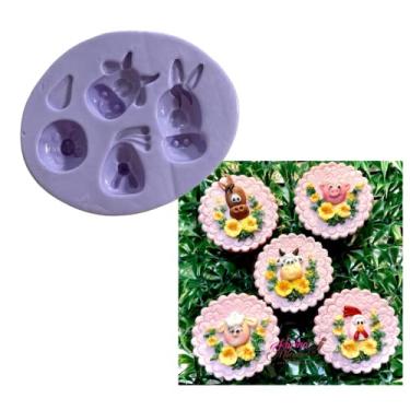 Imagem de Confeitaria dos moldes, F1073 MOLDE DE SILICONE FAZENDA BICHOS CONFEITARIA BISCUIT