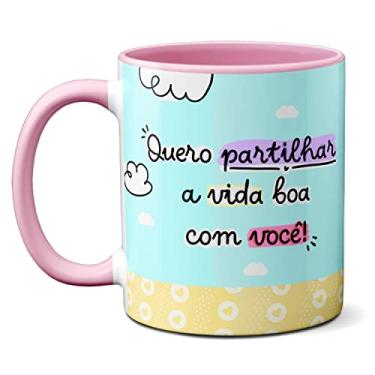 Imagem de Caneca Flork Meme Namorados No Balão A Vida É Boa Com Você (Rosa)
