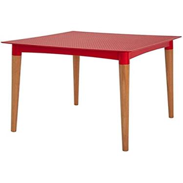 Imagem de Mesa Tramontina Laura Rattan em Polipropileno Vermelho com Pernas de Madeira