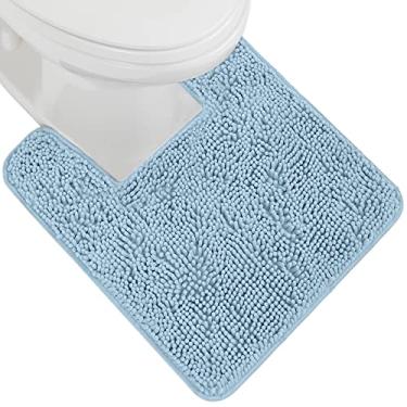 Imagem de GORILLA GRIP Tapete de banho de chenille felpudo absorvente de pelúcia para base quadrada de vaso sanitário com suporte de borracha, tapetes laváveis à máquina, tapetes de contorno de microfibra macia