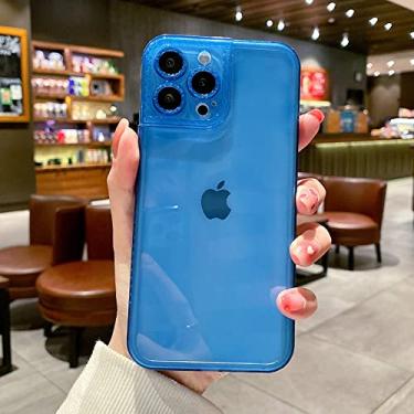 Imagem de Capa de telefone transparente colorida brilhante fashion para iphone 13 promax 12 pro max 11 mini xsmax xs xr x 8 7 plus para iphone 11, azul, para iphone 7 p ou 8 p