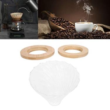Imagem de Copo de filtro de café, ferramenta de filtragem de café com base de madeira para cafeteira