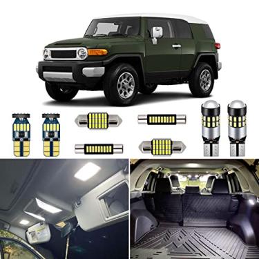 Imagem de AUTOGINE Kit de 8 peças de luzes LED internas brancas para Toyota FJ Cruiser 2007 2008 2009 2010 2011 2012 2013 2014 Super Bright 6000K Lâmpadas LED Pacote + Ferramenta de instalação