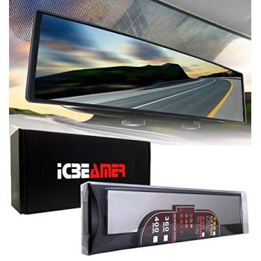Imagem de Espelho retrovisor ICBEAMER Clip On 36.1 cm | Película plana transparente, vidro panorâmico HD de grande angular, antirreflexo, ajuste universal para carro, SUV, caminhão | Elimina pontos cegos (1