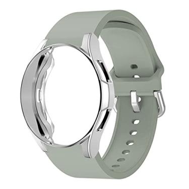 Imagem de Pulseira de relógio de 20 mm, compatível com Samsung Galaxy Watch 5 40 mm, pulseira de silicone fina macia com TPU capa de relógio de cobertura total para Galaxy Watch 4 40 mm feminina masculina pulseira esportiva de substituição, cáqui