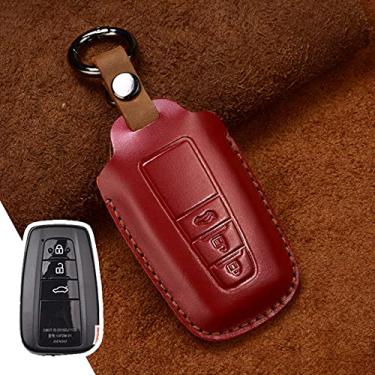 Imagem de CSHU Couro Car Key Case Cover Chaveiro Ring Key Bag, apto para Toyota Camry CHR Prius Corolla RAV4 Prado 2017 2018,5