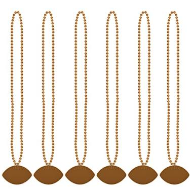 Imagem de Beistle 6 peças de colares de plástico para festa de futebol americano, lembrancinhas temáticas esportivas, 84 cm, laranja/marrom