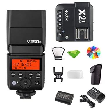 Imagem de Godox V350O Flash para Olympus Panasonic com acionador Godox X2T-O 1/8000s GN36 HSS Flash da câmera com bateria recarregável de 2000mAh para câmera Olympus Panasonic (V350-O)