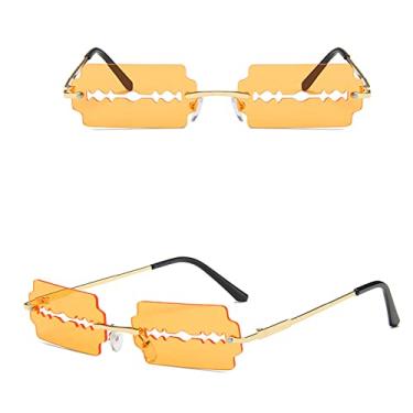 Imagem de Modelo de lâmina de barbear fashion óculos de sol feminino masculino tendência fitness designer de rosto armação de metal lente colorida óculos de sol, 4, tamanho único