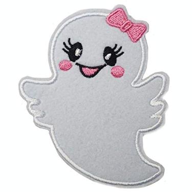 Imagem de Cute-Patch 10,16 cm fofo amigável sorriso menina fantasma bordado ferro no patch