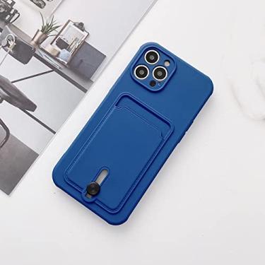 Imagem de Candy Color Wallet Card Slot Phone Case Para iPhone 12 11 Pro Max Mini 8 7 Plus Xr X Xs Max SE 2020 Capa de Silicone Azul, Para iPhone12 Pro Max