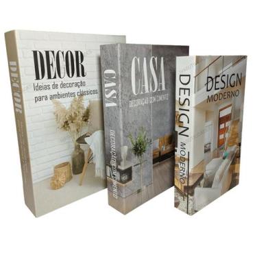 Imagem de Caixa Livro Decorativo Falso Kit 3 Porta Objetos Decoração - Fwb
