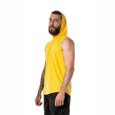 Imagem de Regata Masculina Amarela Capuz Oversized Longline Academia - Chiella