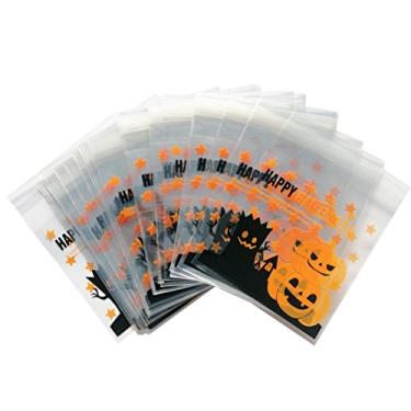 Imagem de NUOBESTY Sacola de plástico autoadesiva para lembrancinhas de festa de Halloween, 200 peças