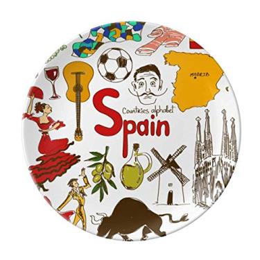 Imagem de Espanha Landscap Animais Bandeira Nacional Prato Decorativo de Porcelana Salver Prato de Jantar