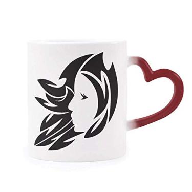 Imagem de Caneca sensível ao calor com símbolo do zodíaco da constelação virgem, vermelha, muda de cor