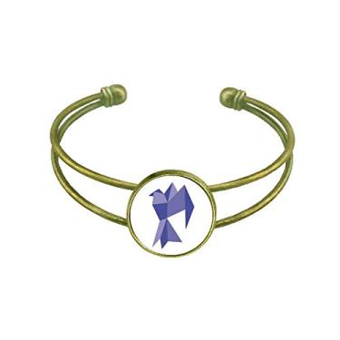 Imagem de Bracelete retrô com estampa de pombo abstrata de origami roxo