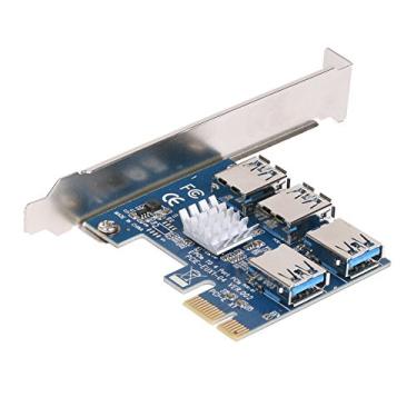 Imagem de XT-XINTE PCIe 1 to 4 PCI-Express 16X Slots Riser Card PCI-E 1X to External 4 PCI-e USB 3.0 Adapter Multiplier Card for Bitcoin Miner (Blue)