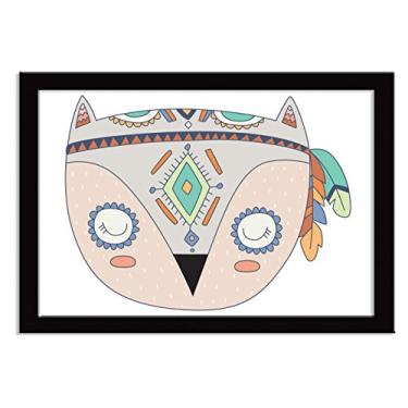 Imagem de Giz de Cor Confecções Quadro Decorativo Indian Fox Coruja Preto