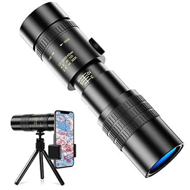 Imagem de Telescópio monocular, 4k 10-300x40 Monóculos profissionais portáteis para adultos e crianças, para observação de pássaros, acampamento e viagem, com suporte para smartphone e tripé