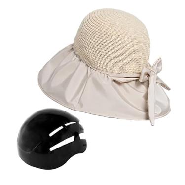 Imagem de Fancyes Capacete de bicicleta capacete de surf balde chapéu moderno resistente ao choque adulto capacete tipo chapéu para ciclismo viagem trabalho feminino, Bege