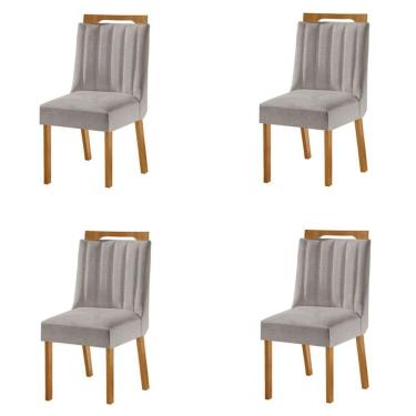 Imagem de Kit 4 Cadeiras Lottus Cinamomo/Linho Cinza - Lj Móveis