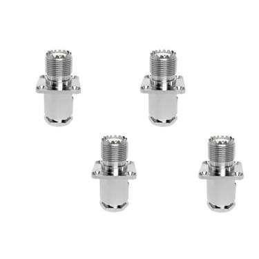 Imagem de BJDZ Cabo coaxial de rádio 50Ohm LMR400 RG8 RG213 UHF PL259 SO239 fêmea reto 4 furos flange painel braçadeira montagem conector para sistema Walkie-Talkie, antena 4G/5G, drone romote,