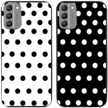 Imagem de 2 peças preto branco bolinhas impressas TPU gel silicone capa de telefone traseira para Nokia todas as séries (Nokia G400)