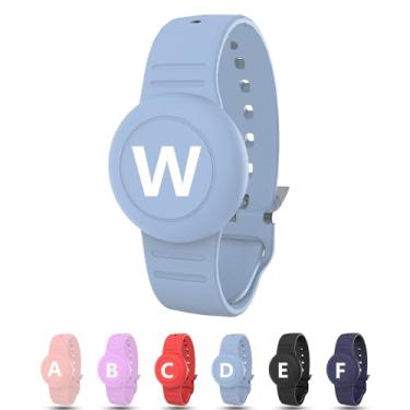 Imagem de Pulseira à prova d'água para AirTag Kids, suporte oculto personalizado com letra inicial compatível com Air Tag, capa de silicone para AirTag, rastreador GPS antiperda ajustável para crianças mais