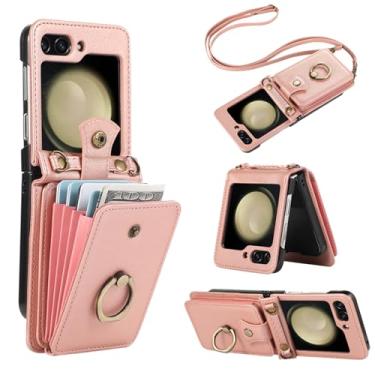 Imagem de Asuwish Capa para celular Samsung Galaxy Z Flip 6 5G 2024 carteira com protetor de tela e alça transversal anel suporte RFID suporte para cartão de crédito ZFlip6 Z6 G Flip6 6Z mulheres meninas ouro