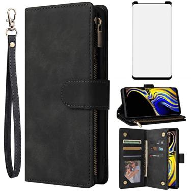 Imagem de Asuwish Capa carteira compatível com Samsung Galaxy Note 9, protetor de tela de vidro temperado e capa flip de couro, porta-cartões, acessórios de celular, capas para celular para Galaxies Gaxaly