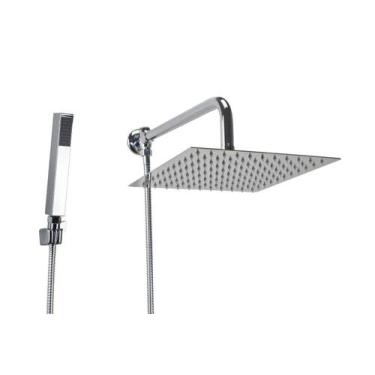 Imagem de Ducha Inox 304 25x25 cm com Chuveirinho de Mão ABS com Trava - AMG Met