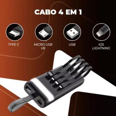 Imagem de Carregador Portátil 20000mah Power Bank 4 em 1 Bateria Externa Móvel A