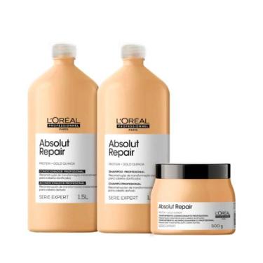 Imagem de Kit loreal absolut repair gold shampoo 1500ml e condicionador1500ml ma