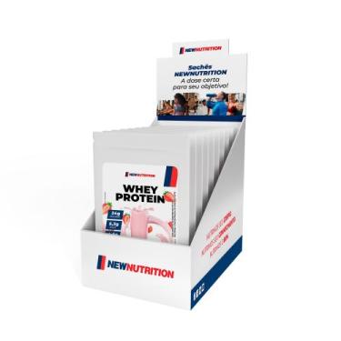 Imagem de Display com 10 Sachês Whey Protein Concentrado 30g Morango NewNutritio