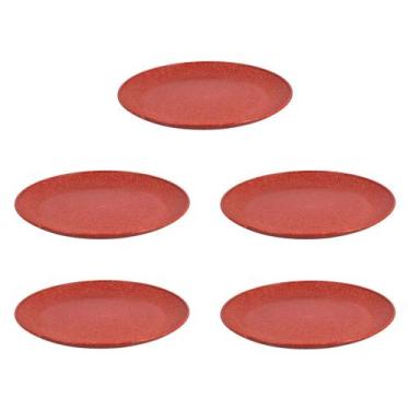 Imagem de 5 UN Prato Lanche Sobremesa Redondo Resistente 20cm Vermelho - EVO