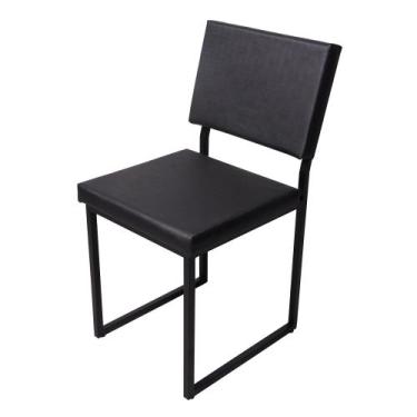 Imagem de Cadeira Industrial Estofada e Metalon - Preto Fosco 47 CM - Casadecorl
