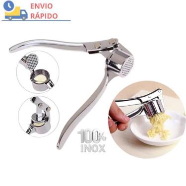 Imagem de Espremedor Amassador de Alho Manual Reforçado Inox e Zinco - SQ Só Qua