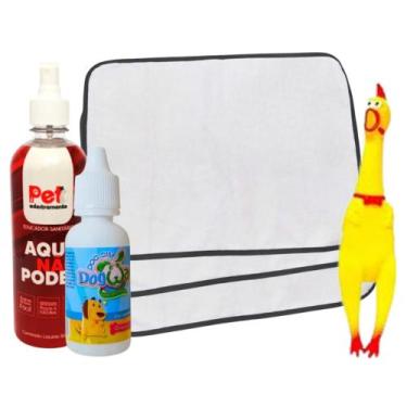 Imagem de Kit 6 Tapetes Higiênicos Pet +  Brinquedo Pet Frango + Xixi Sim 20ml +
