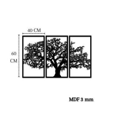 Imagem de Quadro decorativo arvore da vida preto em mdf decoração quarto Sala  -