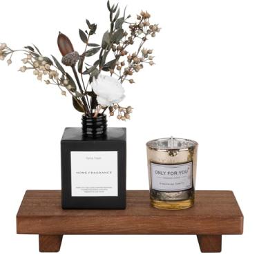 Imagem de Pedestal de bandeja de madeira pequena para decoração de banheiro de fazenda, suporte decorativo de madeira, saboneteira de cozinha para penteadeira, balcão, pia, nogueira