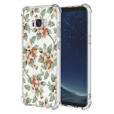 Imagem de JDYGWK Capa para Samsung S8 Plus Galaxy S8 Plus com estampa de flores transparentes, TPU macio, fina, leve, à prova de choque, capa protetora antiarranhões para Samsung Galaxy S8 Plus, camélia