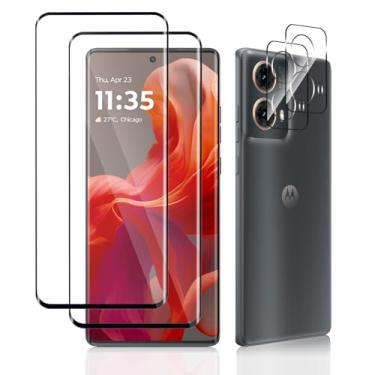 Imagem de CeiLarv [2 + 2 peças protetoras de tela para Motorola Moto G85 vidro temperado [desbloqueio de impressão digital] [antiarranhões] [dureza 9H] [HD] [sem bolhas] filme protetor de lente de câmera para